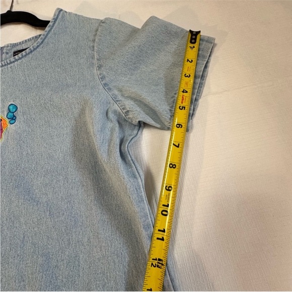 Vintage x Blue J Blue and Yellow Mini Dress Casual Crew Neck Short Sleeve, - Picture 7 of 8